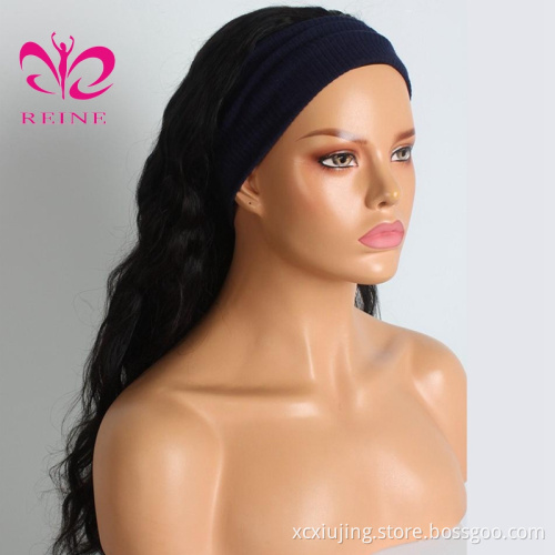 Reine Hair Headband Wig Straight 150% Ice Silk Scarf Headband Wig double drawn human hair wigs  For Black Women